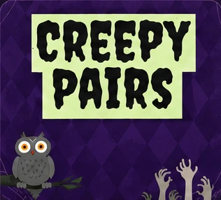 Cover von Creepy Pairs: Eule und Geisterhände vor violettem Hintergrund